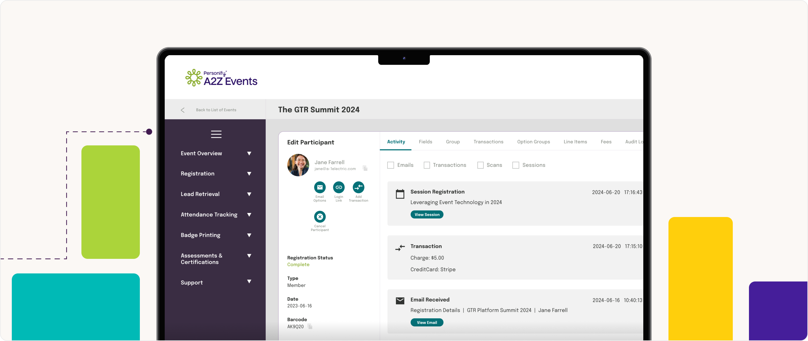 screenshot of A2Z Events